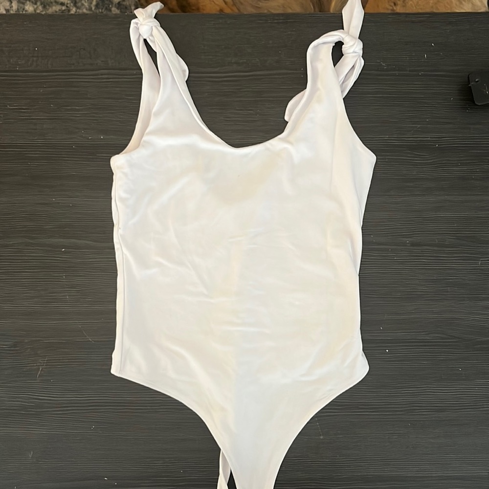 White Bodysuit with Tie sleeves